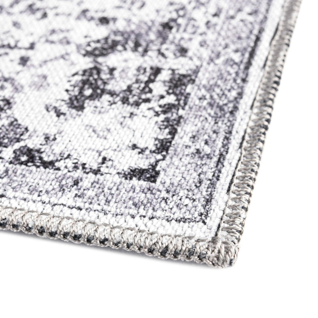 Washable Light Gray 2' x 8' Renaissance Runner Area Rug Easy to Clean Stain Resistant & Durable Colorful Distressed Vintage Carpet for Sale at Rug Engine