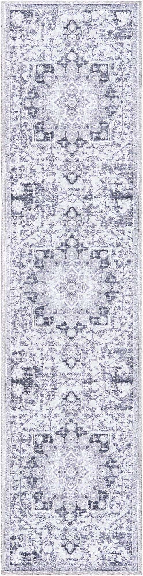 Washable Light Gray 2' x 8' Renaissance Runner Area Rug Easy to Clean Stain Resistant & Durable Colorful Distressed Vintage Carpet for Sale at Rug Engine