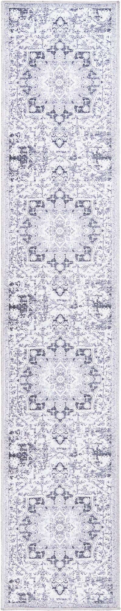 Washable Light Gray 2' x 10' Renaissance Runner Area Rug Easy to Clean Stain Resistant & Durable Colorful Distressed Vintage Carpet for Sale at Rug Engine