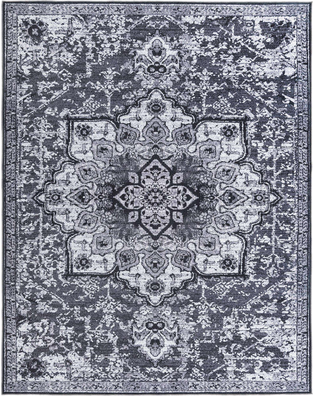 Washable Dark Gray 10' 6 x 13' 1 Renaissance Rectangle Area Rug Easy to Clean Stain Resistant & Durable Colorful Distressed Vintage Carpet for Sale at Rug Engine