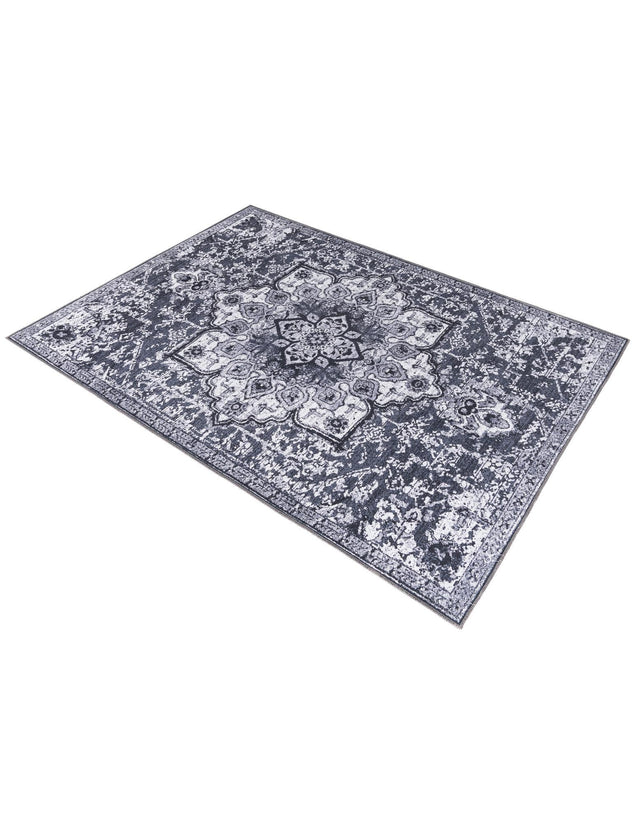 Washable Dark Gray 5' 3 x 8' Renaissance Rectangle Area Rug Easy to Clean Stain Resistant & Durable Colorful Distressed Vintage Carpet for Sale at Rug Engine
