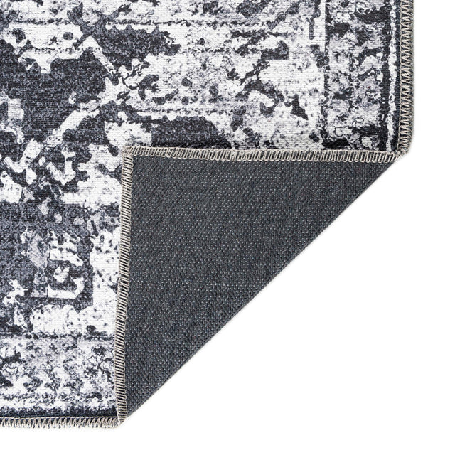Washable Dark Gray 5' 3 x 8' Renaissance Rectangle Area Rug Easy to Clean Stain Resistant & Durable Colorful Distressed Vintage Carpet for Sale at Rug Engine