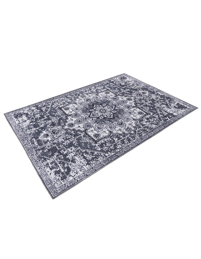 Washable Dark Gray 5' 3 x 8' Renaissance Rectangle Area Rug Easy to Clean Stain Resistant & Durable Colorful Distressed Vintage Carpet for Sale at Rug Engine