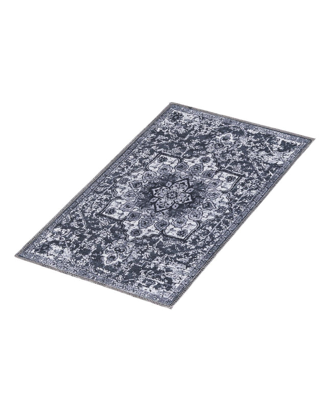 Washable Dark Gray 2' x 3' 1 Renaissance Rectangle Area Rug Easy to Clean Stain Resistant & Durable Colorful Distressed Vintage Carpet for Sale at Rug Engine
