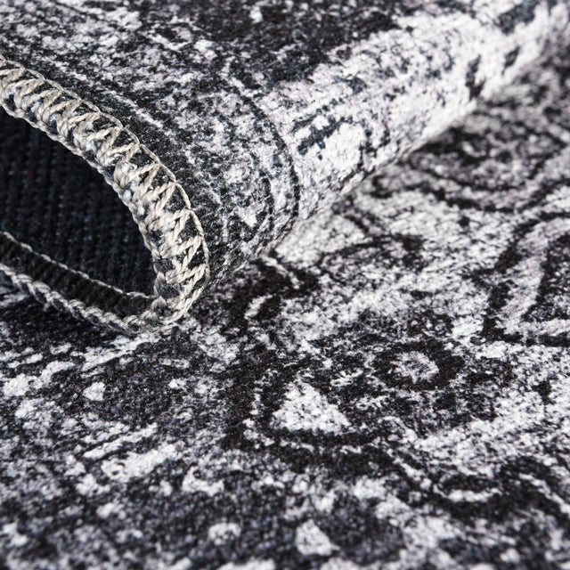 Washable Dark Gray 2' x 6' 1 Renaissance Runner Area Rug Easy to Clean Stain Resistant & Durable Colorful Distressed Vintage Carpet for Sale at Rug Engine