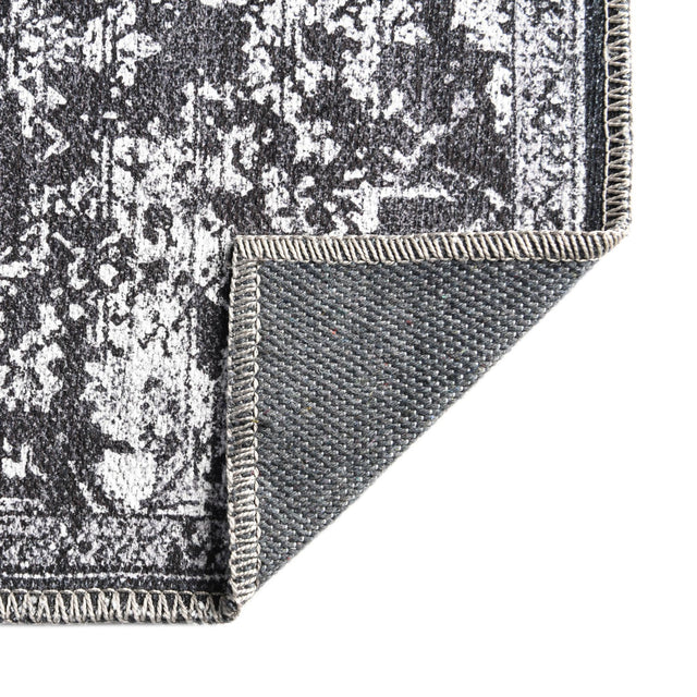 Washable Dark Gray 2' x 10' Renaissance Runner Area Rug Easy to Clean Stain Resistant & Durable Colorful Distressed Vintage Carpet for Sale at Rug Engine