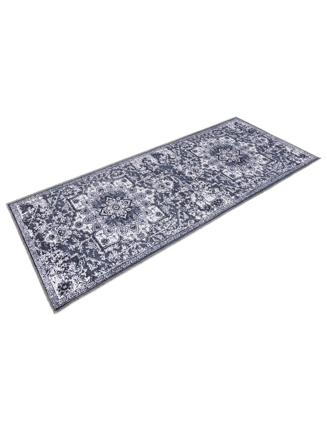 Washable Dark Gray 2' x 6' 1 Renaissance Runner Area Rug Easy to Clean Stain Resistant & Durable Colorful Distressed Vintage Carpet for Sale at Rug Engine