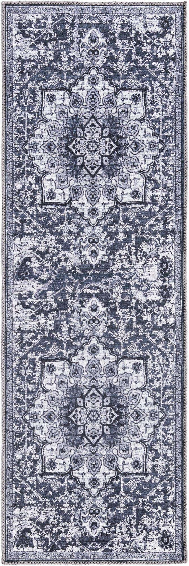 Washable Dark Gray 2' x 6' 1 Renaissance Runner Area Rug Easy to Clean Stain Resistant & Durable Colorful Distressed Vintage Carpet for Sale at Rug Engine