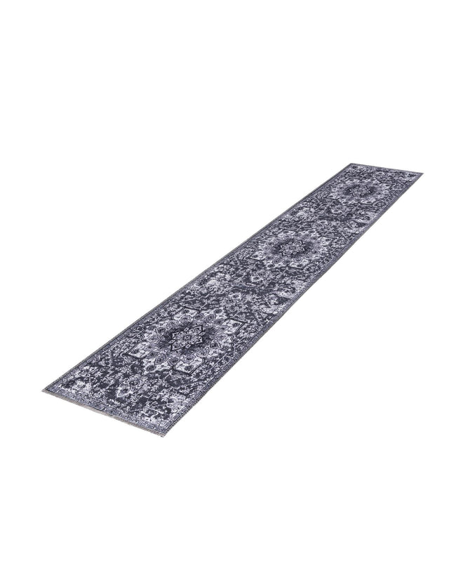 Washable Dark Gray 2' x 8' Renaissance Runner Area Rug Easy to Clean Stain Resistant & Durable Colorful Distressed Vintage Carpet for Sale at Rug Engine