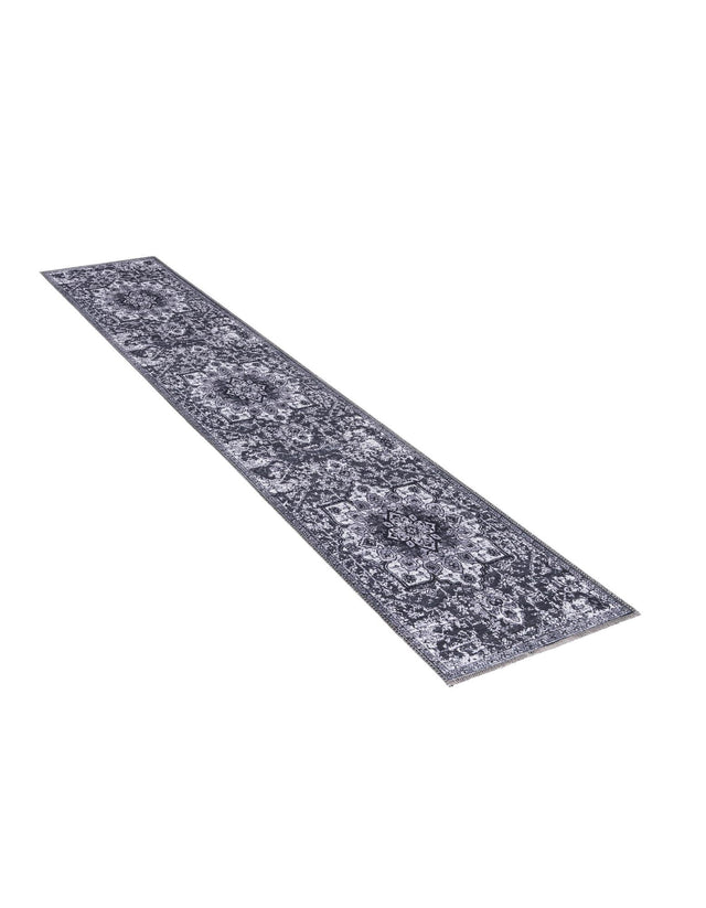 Washable Dark Gray 2' x 8' Renaissance Runner Area Rug Easy to Clean Stain Resistant & Durable Colorful Distressed Vintage Carpet for Sale at Rug Engine