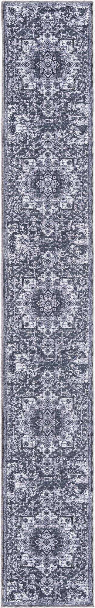 Washable Dark Gray 2' x 13' 1 Renaissance Runner Area Rug Easy to Clean Stain Resistant & Durable Colorful Distressed Vintage Carpet for Sale at Rug Engine