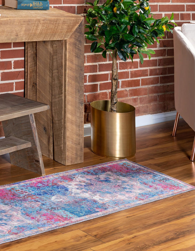 Washable Tie Dye 2' 7 x 12' Renaissance Runner Area Rug Easy to Clean Stain Resistant & Durable Colorful Distressed Vintage Carpet for Sale at Rug Engine