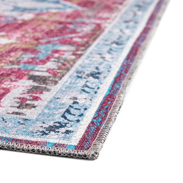 Washable Antique Pink 10' 6 x 10' 6 Renaissance Square Area Rug Easy to Clean Stain Resistant & Durable Colorful Distressed Vintage Carpet for Sale at Rug Engine