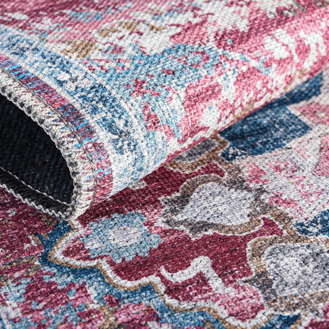 Washable Antique Pink 2' 7 x 12' Renaissance Runner Area Rug Easy to Clean Stain Resistant & Durable Colorful Distressed Vintage Carpet for Sale at Rug Engine
