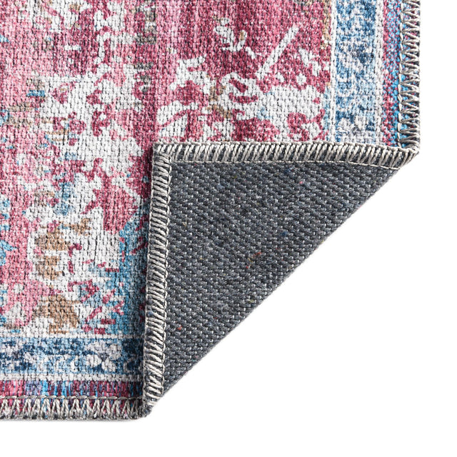 Washable Antique Pink 2' 7 x 12' Renaissance Runner Area Rug Easy to Clean Stain Resistant & Durable Colorful Distressed Vintage Carpet for Sale at Rug Engine