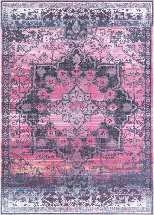 Washable Antique Rose 7' 10 x 11' Renaissance Rectangle Area Rug Easy to Clean Stain Resistant & Durable Colorful Distressed Vintage Carpet for Sale at Rug Engine