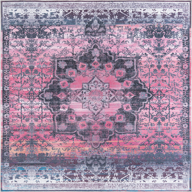 Washable Antique Rose 10' 6 x 10' 6 Renaissance Square Area Rug Easy to Clean Stain Resistant & Durable Colorful Distressed Vintage Carpet for Sale at Rug Engine