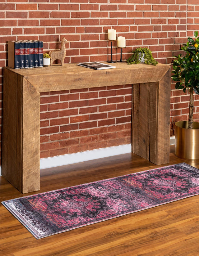 Washable Antique Rose 2' 7 x 12' Renaissance Runner Area Rug Easy to Clean Stain Resistant & Durable Colorful Distressed Vintage Carpet for Sale at Rug Engine