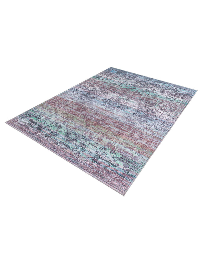 Washable Blue Green 7' 10 x 10' Renaissance Rectangle Area Rug Easy to Clean Stain Resistant & Durable Colorful Distressed Vintage Carpet for Sale at Rug Engine