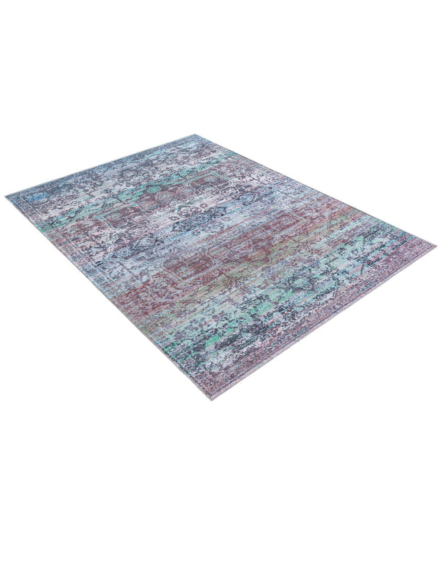 Washable Blue Green 7' 10 x 11' Renaissance Rectangle Area Rug Easy to Clean Stain Resistant & Durable Colorful Distressed Vintage Carpet for Sale at Rug Engine