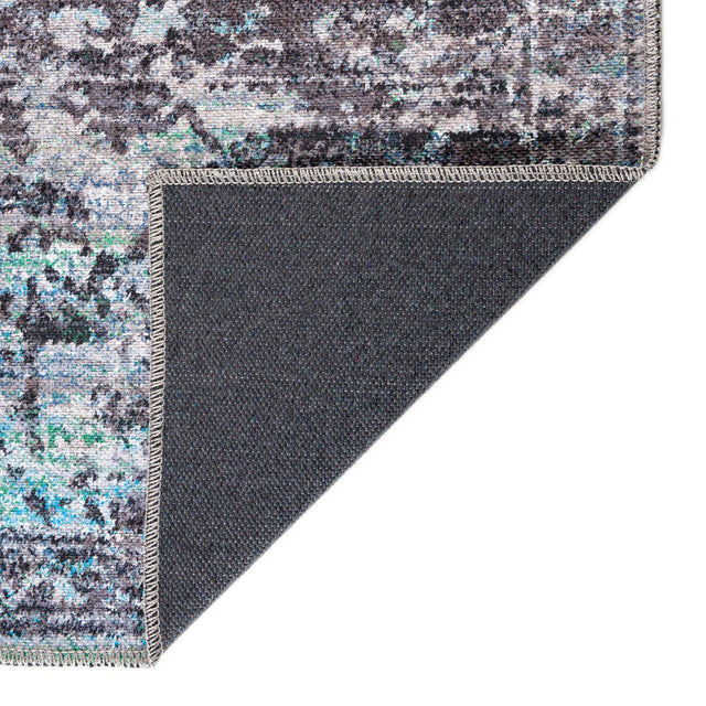 Washable Blue Green 3' 11 x 6' 1 Renaissance Rectangle Area Rug Easy to Clean Stain Resistant & Durable Colorful Distressed Vintage Carpet for Sale at Rug Engine