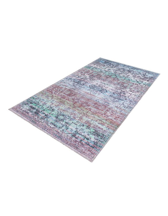Washable Blue Green 3' 3 x 5' 3 Renaissance Rectangle Area Rug Easy to Clean Stain Resistant & Durable Colorful Distressed Vintage Carpet for Sale at Rug Engine