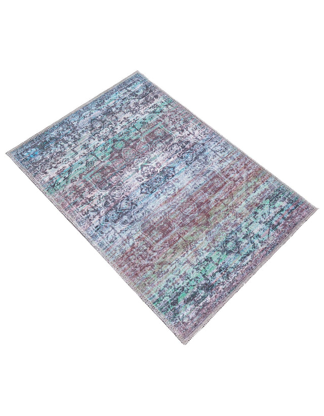 Washable Blue Green 2' x 3' 1 Renaissance Rectangle Area Rug Easy to Clean Stain Resistant & Durable Colorful Distressed Vintage Carpet for Sale at Rug Engine
