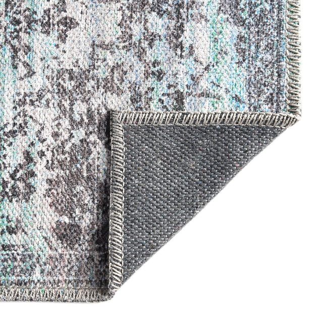 Washable Blue Green 2' x 10' Renaissance Runner Area Rug Easy to Clean Stain Resistant & Durable Colorful Distressed Vintage Carpet for Sale at Rug Engine