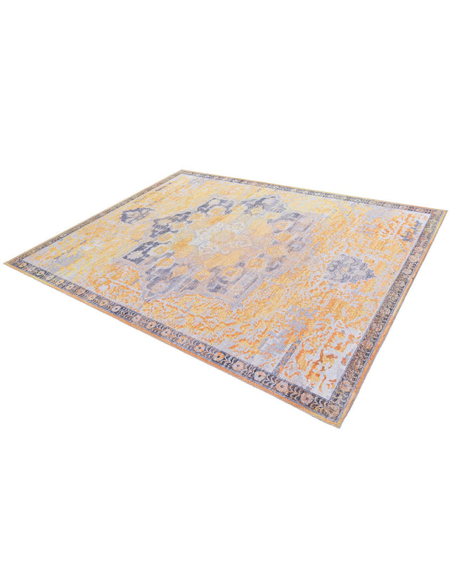 Washable Tuscan Yellow 7' 10 x 11' Renaissance Rectangle Area Rug Easy to Clean Stain Resistant & Durable Colorful Distressed Vintage Carpet for Sale at Rug Engine