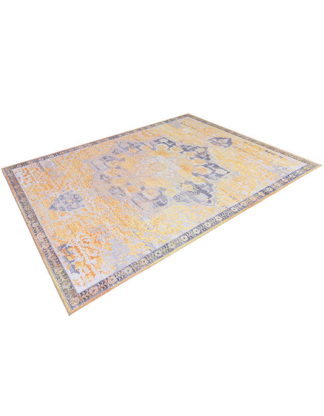 Washable Tuscan Yellow 7' 10 x 11' Renaissance Rectangle Area Rug Easy to Clean Stain Resistant & Durable Colorful Distressed Vintage Carpet for Sale at Rug Engine