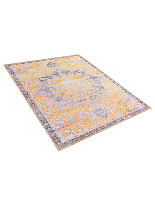 Washable Tuscan Yellow 5' 11 x 9' Renaissance Rectangle Area Rug Easy to Clean Stain Resistant & Durable Colorful Distressed Vintage Carpet for Sale at Rug Engine