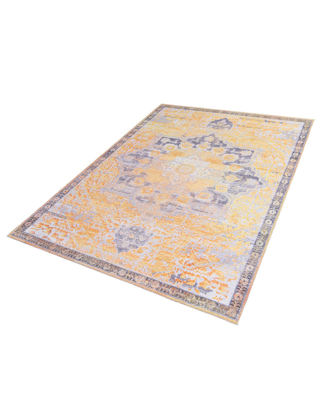 Washable Tuscan Yellow 5' 11 x 9' Renaissance Rectangle Area Rug Easy to Clean Stain Resistant & Durable Colorful Distressed Vintage Carpet for Sale at Rug Engine