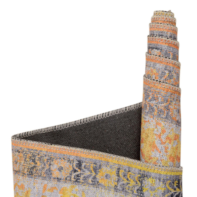 Washable Tuscan Yellow 2' 7 x 12' Renaissance Runner Area Rug Easy to Clean Stain Resistant & Durable Colorful Distressed Vintage Carpet for Sale at Rug Engine