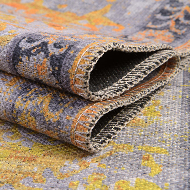 Washable Tuscan Yellow 2' x 10' Renaissance Runner Area Rug Easy to Clean Stain Resistant & Durable Colorful Distressed Vintage Carpet for Sale at Rug Engine