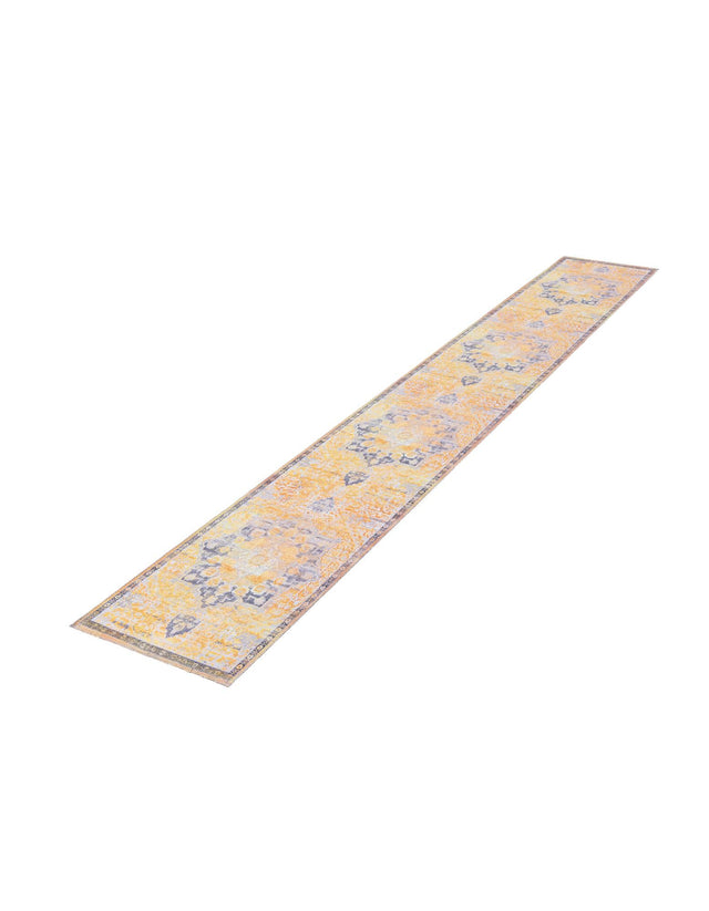 Washable Tuscan Yellow 2' x 10' Renaissance Runner Area Rug Easy to Clean Stain Resistant & Durable Colorful Distressed Vintage Carpet for Sale at Rug Engine