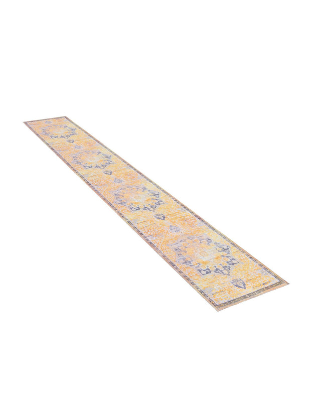 Washable Tuscan Yellow 2' x 10' Renaissance Runner Area Rug Easy to Clean Stain Resistant & Durable Colorful Distressed Vintage Carpet for Sale at Rug Engine