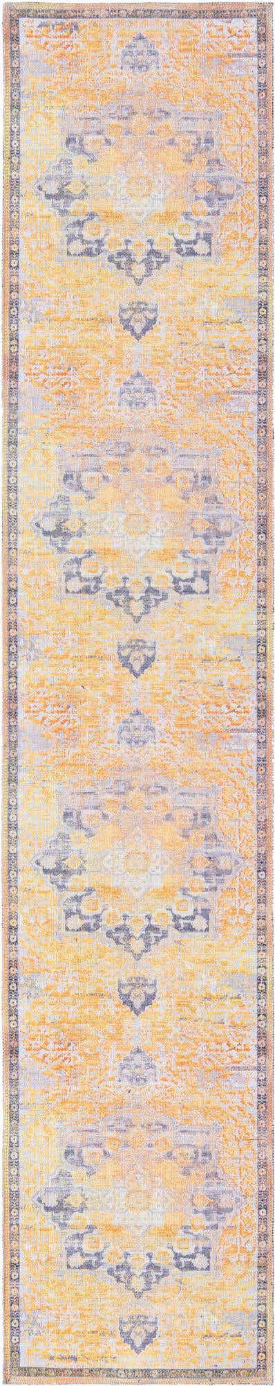 Washable Tuscan Yellow 2' x 10' Renaissance Runner Area Rug Easy to Clean Stain Resistant & Durable Colorful Distressed Vintage Carpet for Sale at Rug Engine