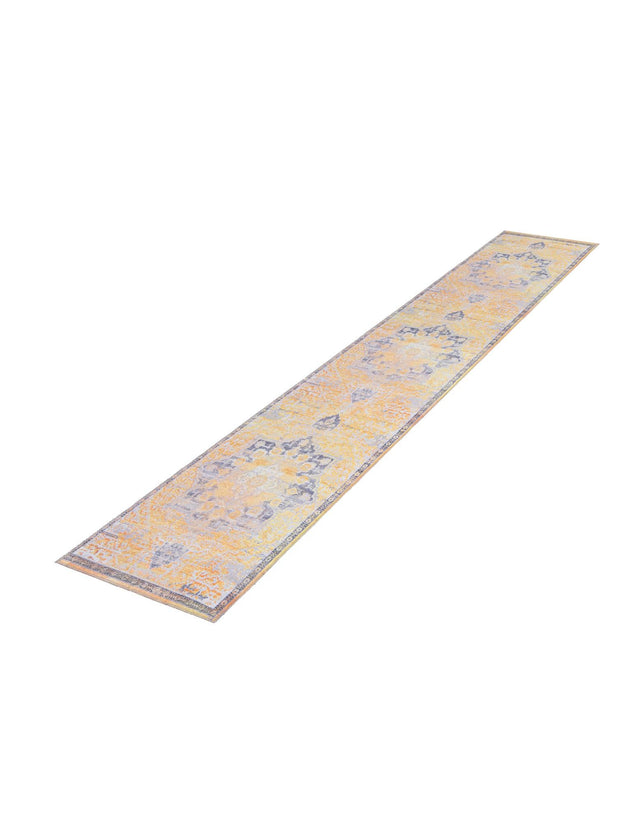 Washable Tuscan Yellow 2' 7 x 12' Renaissance Runner Area Rug Easy to Clean Stain Resistant & Durable Colorful Distressed Vintage Carpet for Sale at Rug Engine