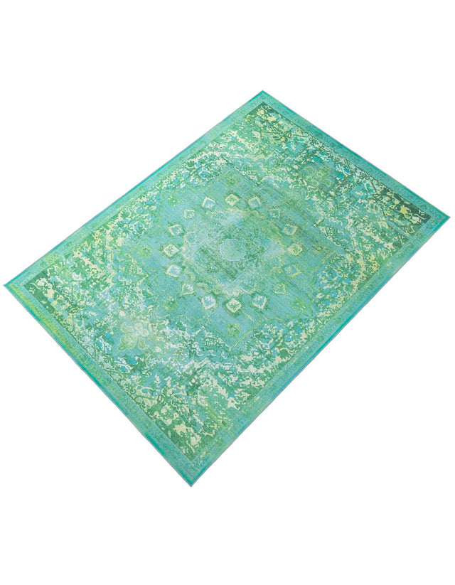 Washable Spring Green 9' 2 x 12' Renaissance Rectangle Area Rug Easy to Clean Stain Resistant & Durable Colorful Distressed Vintage Carpet for Sale at Rug Engine