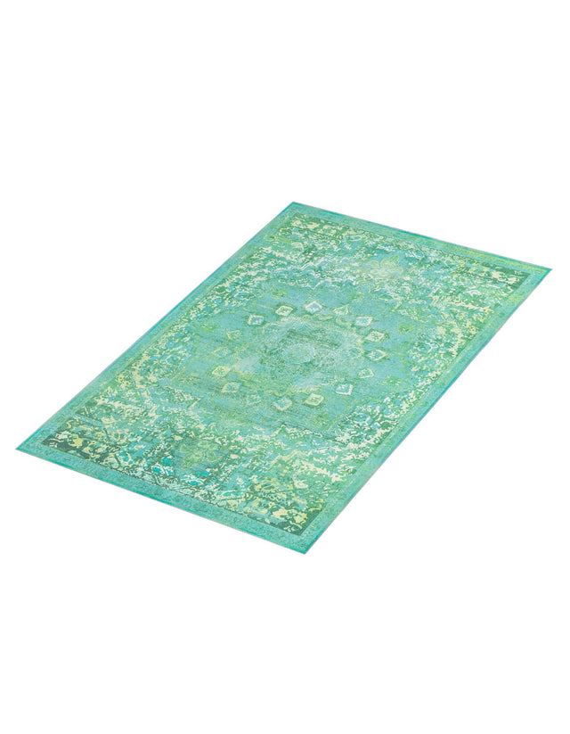 Washable Spring Green 7' 3 x 10' Renaissance Rectangle Area Rug Easy to Clean Stain Resistant & Durable Colorful Distressed Vintage Carpet for Sale at Rug Engine