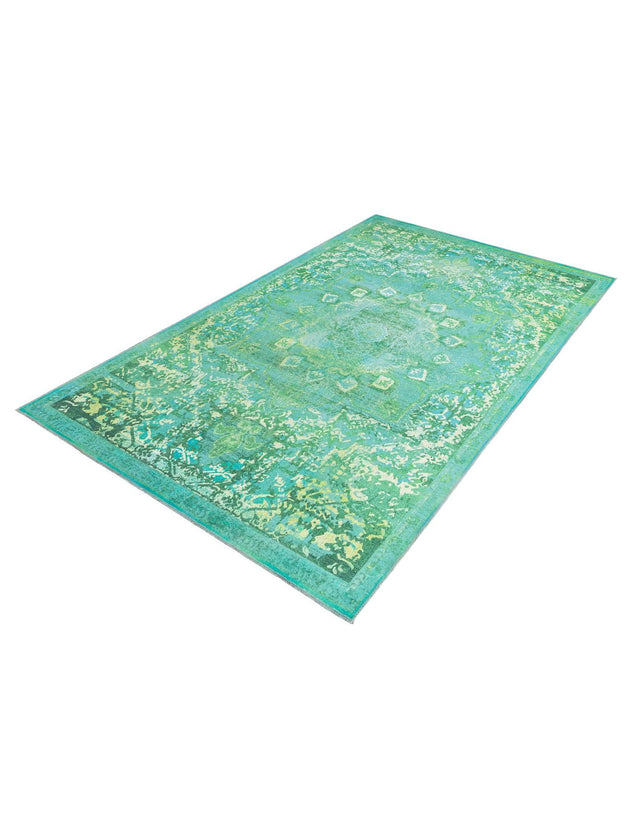 Washable Spring Green 5' 11 x 9' Renaissance Rectangle Area Rug Easy to Clean Stain Resistant & Durable Colorful Distressed Vintage Carpet for Sale at Rug Engine
