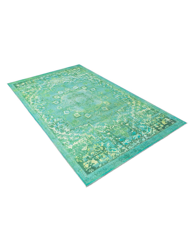Washable Spring Green 5' 11 x 9' Renaissance Rectangle Area Rug Easy to Clean Stain Resistant & Durable Colorful Distressed Vintage Carpet for Sale at Rug Engine
