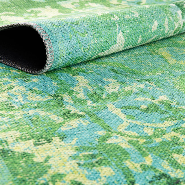 Washable Spring Green 2' x 3' 1 Renaissance Rectangle Area Rug Easy to Clean Stain Resistant & Durable Colorful Distressed Vintage Carpet for Sale at Rug Engine
