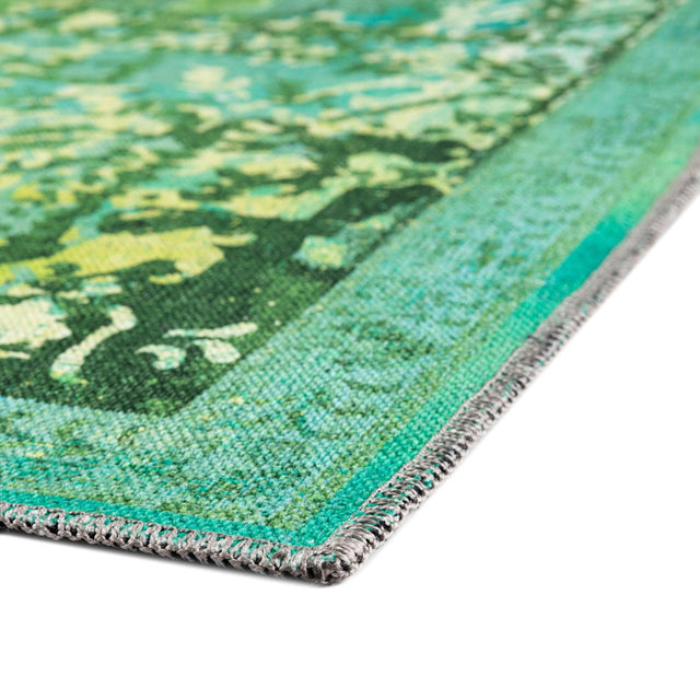 Washable Spring Green 3' 3 x 5' 3 Renaissance Rectangle Area Rug Easy to Clean Stain Resistant & Durable Colorful Distressed Vintage Carpet for Sale at Rug Engine