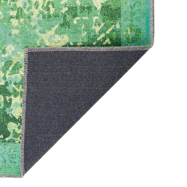 Washable Spring Green 2' x 3' 1 Renaissance Rectangle Area Rug Easy to Clean Stain Resistant & Durable Colorful Distressed Vintage Carpet for Sale at Rug Engine