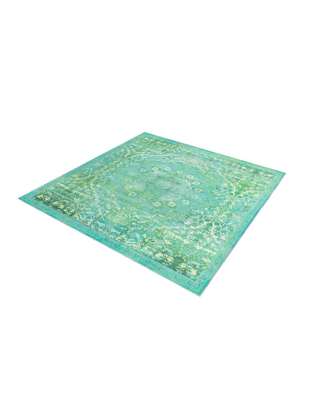 Washable Spring Green 7' 10 x 7' 10 Renaissance Square Area Rug Easy to Clean Stain Resistant & Durable Colorful Distressed Vintage Carpet for Sale at Rug Engine