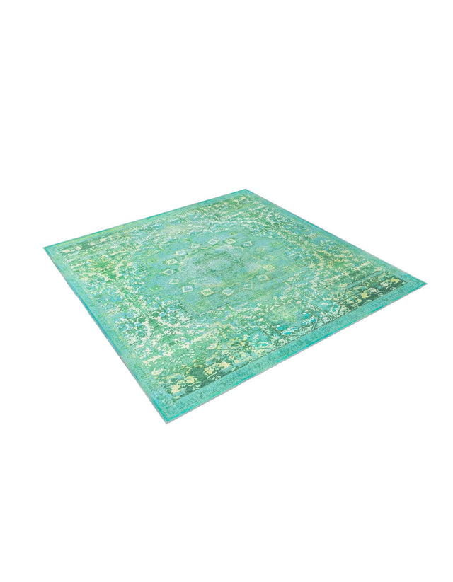 Washable Spring Green 7' 10 x 7' 10 Renaissance Square Area Rug Easy to Clean Stain Resistant & Durable Colorful Distressed Vintage Carpet for Sale at Rug Engine