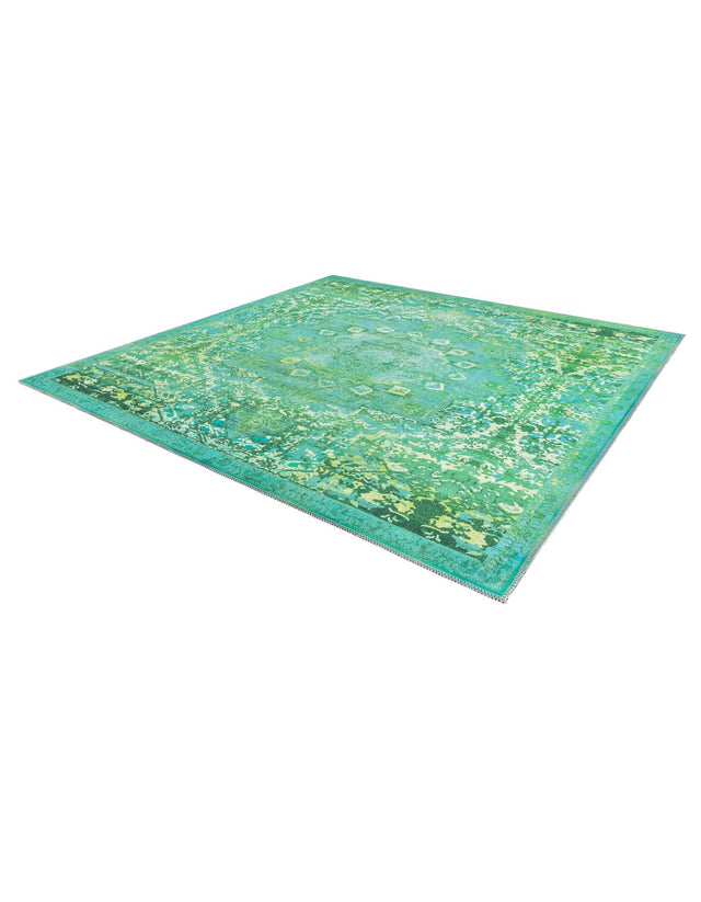 Washable Spring Green 5' 3 x 5' 3 Renaissance Square Area Rug Easy to Clean Stain Resistant & Durable Colorful Distressed Vintage Carpet for Sale at Rug Engine