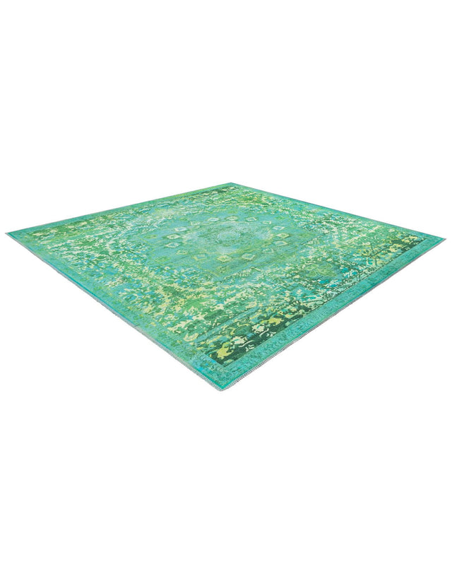 Washable Spring Green 5' 3 x 5' 3 Renaissance Square Area Rug Easy to Clean Stain Resistant & Durable Colorful Distressed Vintage Carpet for Sale at Rug Engine