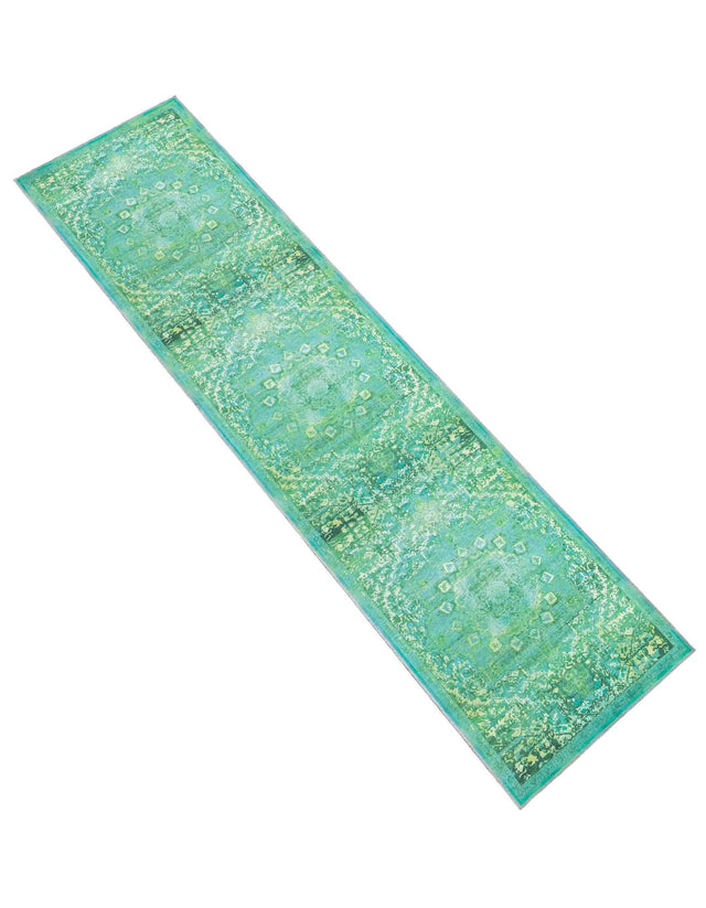 Washable Spring Green 2' 7 x 12' Renaissance Runner Area Rug Easy to Clean Stain Resistant & Durable Colorful Distressed Vintage Carpet for Sale at Rug Engine